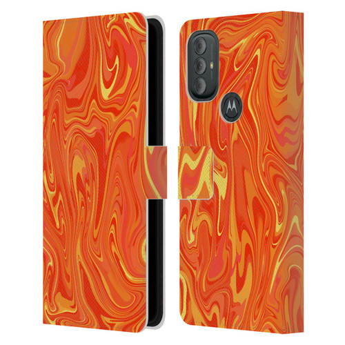 Suzan Lind Marble 2 Orange Leather Book Wallet Case Cover For Motorola Moto G10 / Moto G20 / Moto G30