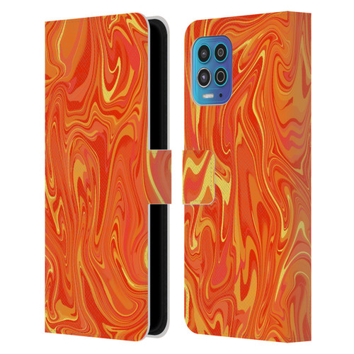 Suzan Lind Marble 2 Orange Leather Book Wallet Case Cover For Motorola Moto G100