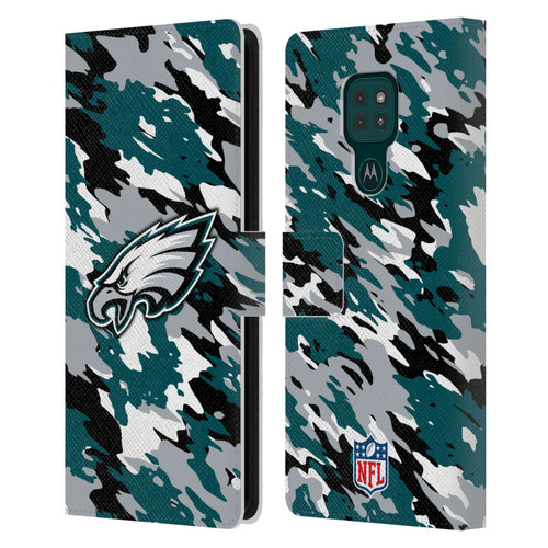 NFL Philadelphia Eagles Logo Camou Leather Book Wallet Case Cover For Motorola Moto G9 Play