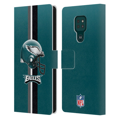 NFL Philadelphia Eagles Logo Helmet Leather Book Wallet Case Cover For Motorola Moto G9 Play