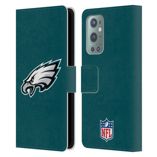 NFL Philadelphia Eagles Logo Plain Leather Book Wallet Case Cover For OnePlus 9