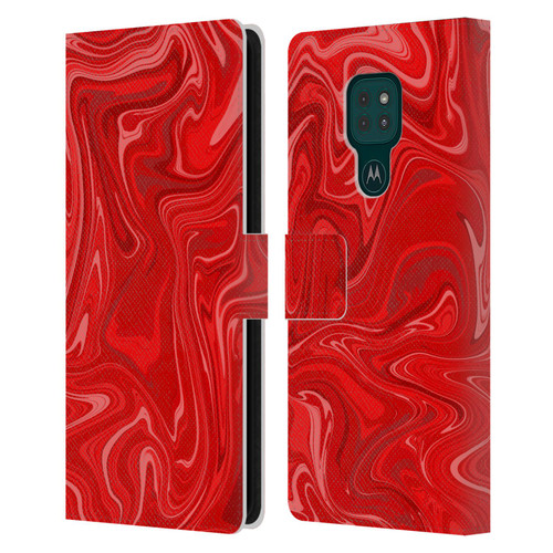 Suzan Lind Marble 2 Red Leather Book Wallet Case Cover For Motorola Moto G9 Play
