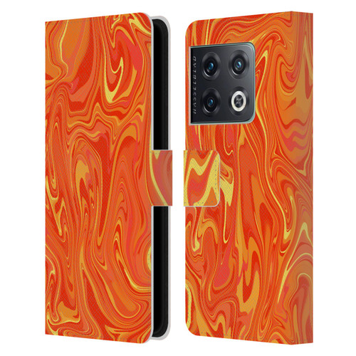 Suzan Lind Marble 2 Orange Leather Book Wallet Case Cover For OnePlus 10 Pro