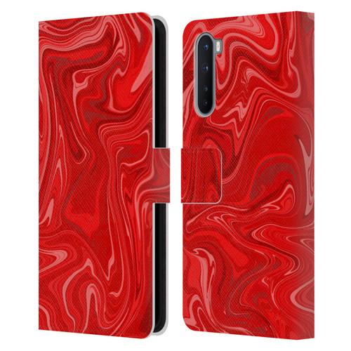 Suzan Lind Marble 2 Red Leather Book Wallet Case Cover For OnePlus Nord 5G