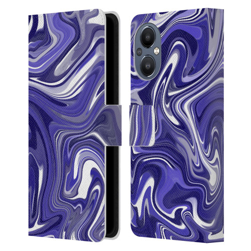 Suzan Lind Marble 2 Dark Violet Leather Book Wallet Case Cover For OnePlus Nord N20 5G