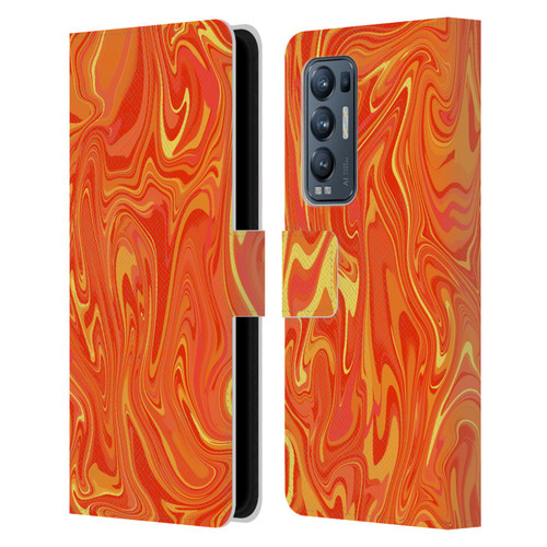 Suzan Lind Marble 2 Orange Leather Book Wallet Case Cover For OPPO Find X3 Neo / Reno5 Pro+ 5G