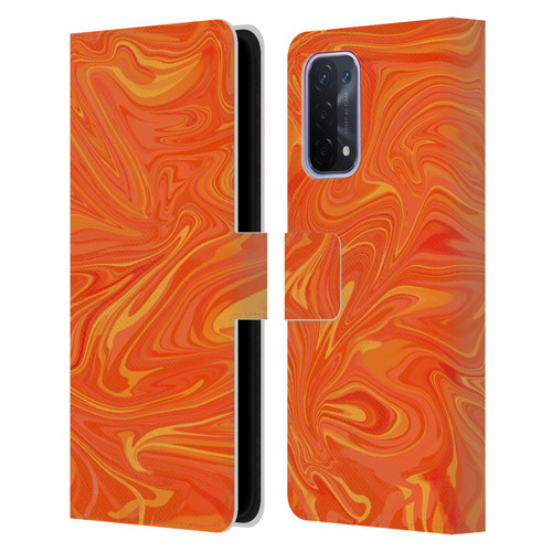 Suzan Lind Marble 2 Honey Orange Leather Book Wallet Case Cover For OPPO A54 5G