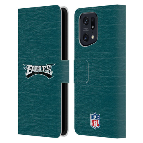 NFL Philadelphia Eagles Logo Distressed Look Leather Book Wallet Case Cover For OPPO Find X5 Pro