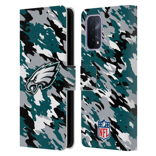 NFL Philadelphia Eagles Logo Camou Leather Book Wallet Case Cover For OPPO A54 5G
