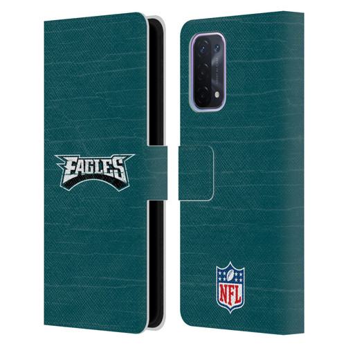 NFL Philadelphia Eagles Logo Distressed Look Leather Book Wallet Case Cover For OPPO A54 5G