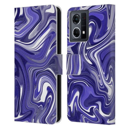 Suzan Lind Marble 2 Dark Violet Leather Book Wallet Case Cover For OPPO Reno8 4G
