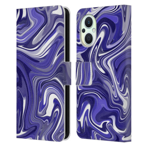 Suzan Lind Marble 2 Dark Violet Leather Book Wallet Case Cover For OPPO Reno8 Lite