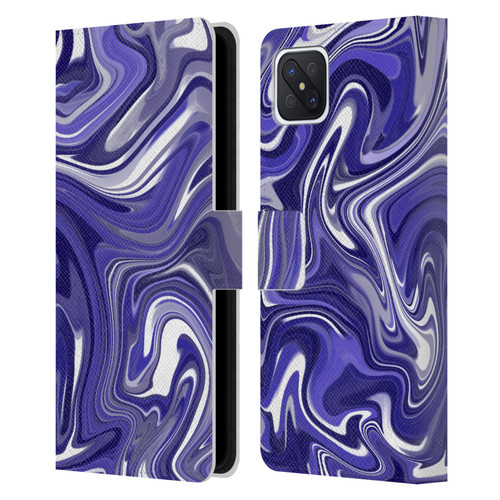 Suzan Lind Marble 2 Dark Violet Leather Book Wallet Case Cover For OPPO Reno4 Z 5G