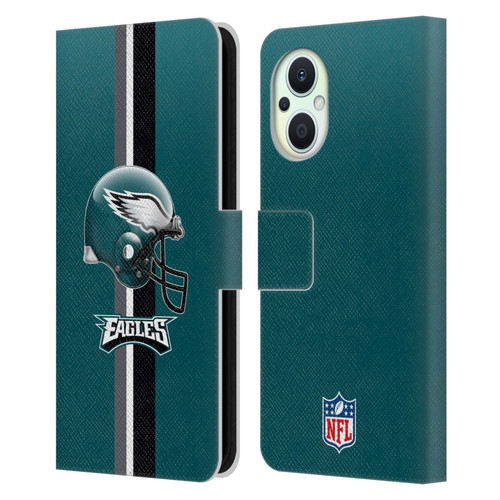 NFL Philadelphia Eagles Logo Helmet Leather Book Wallet Case Cover For OPPO Reno8 Lite