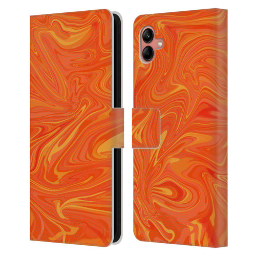 Suzan Lind Marble 2 Honey Orange Leather Book Wallet Case Cover For Samsung Galaxy A04 (2022)
