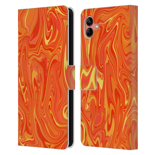 Suzan Lind Marble 2 Orange Leather Book Wallet Case Cover For Samsung Galaxy A04 (2022)