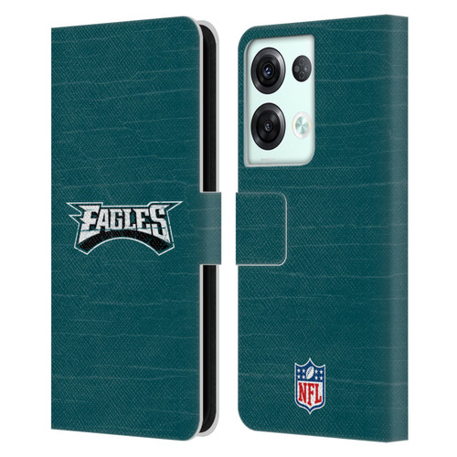 NFL Philadelphia Eagles Logo Distressed Look Leather Book Wallet Case Cover For OPPO Reno8 Pro