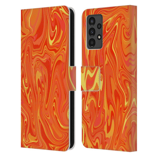 Suzan Lind Marble 2 Orange Leather Book Wallet Case Cover For Samsung Galaxy A13 (2022)