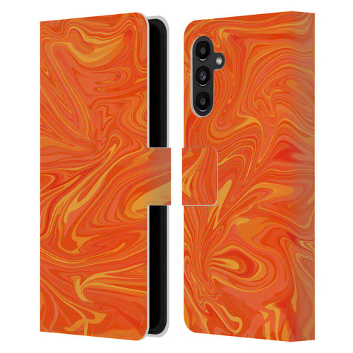 Suzan Lind Marble 2 Honey Orange Leather Book Wallet Case Cover For Samsung Galaxy A13 5G (2021)