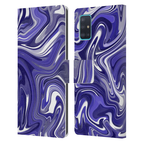 Suzan Lind Marble 2 Dark Violet Leather Book Wallet Case Cover For Samsung Galaxy A51 (2019)