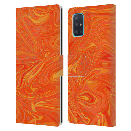 Suzan Lind Marble 2 Honey Orange Leather Book Wallet Case Cover For Samsung Galaxy A51 (2019)