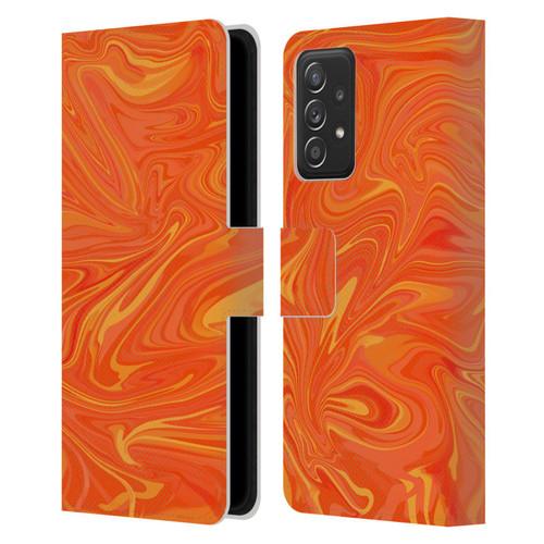 Suzan Lind Marble 2 Honey Orange Leather Book Wallet Case Cover For Samsung Galaxy A52 / A52s / 5G (2021)
