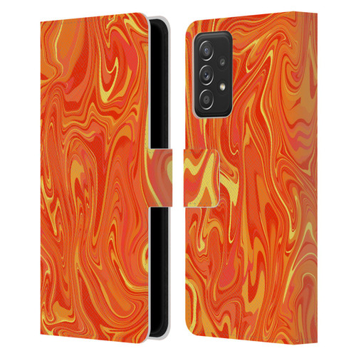 Suzan Lind Marble 2 Orange Leather Book Wallet Case Cover For Samsung Galaxy A53 5G (2022)