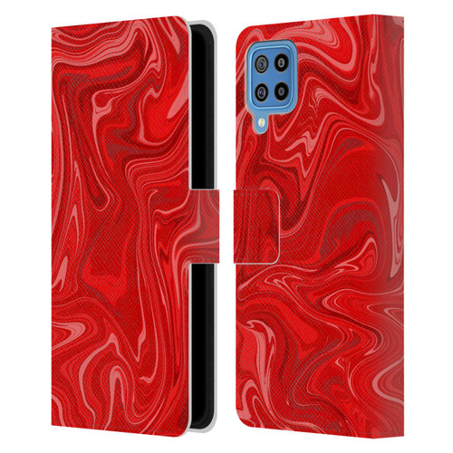 Suzan Lind Marble 2 Red Leather Book Wallet Case Cover For Samsung Galaxy F22 (2021)