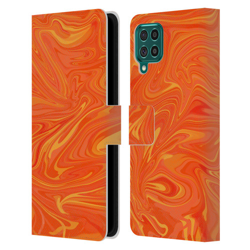 Suzan Lind Marble 2 Honey Orange Leather Book Wallet Case Cover For Samsung Galaxy F62 (2021)