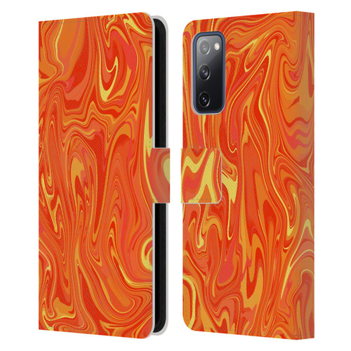 Suzan Lind Marble 2 Orange Leather Book Wallet Case Cover For Samsung Galaxy S20 FE / 5G
