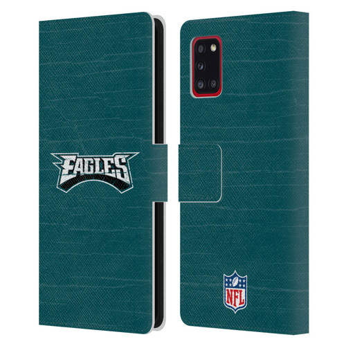 NFL Philadelphia Eagles Logo Distressed Look Leather Book Wallet Case Cover For Samsung Galaxy A31 (2020)