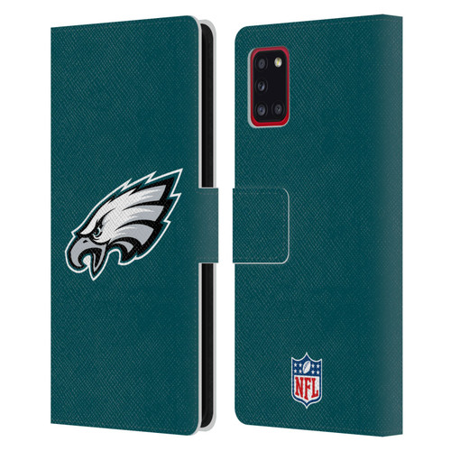 NFL Philadelphia Eagles Logo Plain Leather Book Wallet Case Cover For Samsung Galaxy A31 (2020)