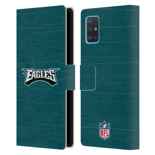 NFL Philadelphia Eagles Logo Distressed Look Leather Book Wallet Case Cover For Samsung Galaxy A51 (2019)