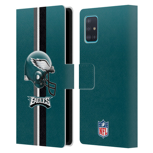 NFL Philadelphia Eagles Logo Helmet Leather Book Wallet Case Cover For Samsung Galaxy A51 (2019)