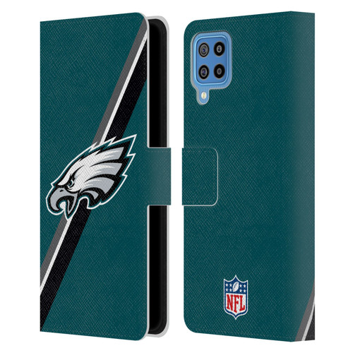 NFL Philadelphia Eagles Logo Stripes Leather Book Wallet Case Cover For Samsung Galaxy F22 (2021)