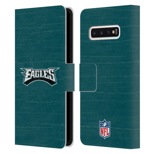 NFL Philadelphia Eagles Logo Distressed Look Leather Book Wallet Case Cover For Samsung Galaxy S10