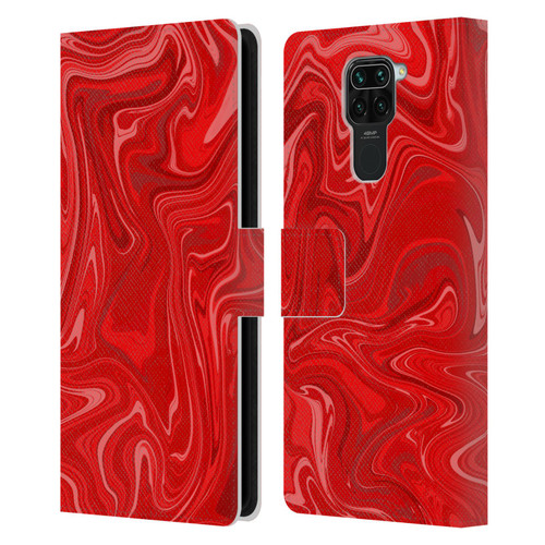 Suzan Lind Marble 2 Red Leather Book Wallet Case Cover For Xiaomi Redmi Note 9 / Redmi 10X 4G