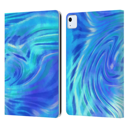 Suzan Lind Tie Dye 2 Deep Blue Leather Book Wallet Case Cover For Apple iPad Air 11 2020/2022/2024