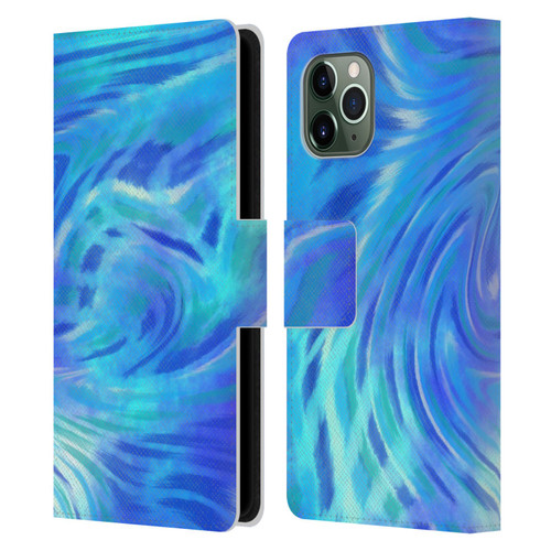 Suzan Lind Tie Dye 2 Deep Blue Leather Book Wallet Case Cover For Apple iPhone 11 Pro