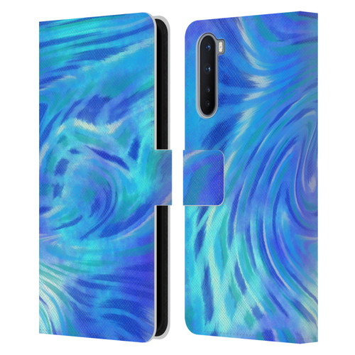 Suzan Lind Tie Dye 2 Deep Blue Leather Book Wallet Case Cover For OnePlus Nord 5G