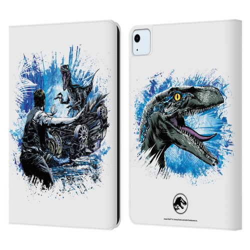 Jurassic World Fallen Kingdom Key Art Blue & Owen Distressed Look Leather Book Wallet Case Cover For Apple iPad Air 2020 / 2022