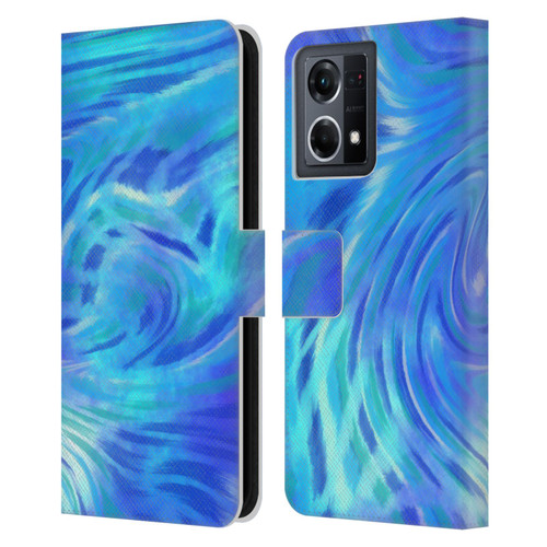 Suzan Lind Tie Dye 2 Deep Blue Leather Book Wallet Case Cover For OPPO Reno8 4G