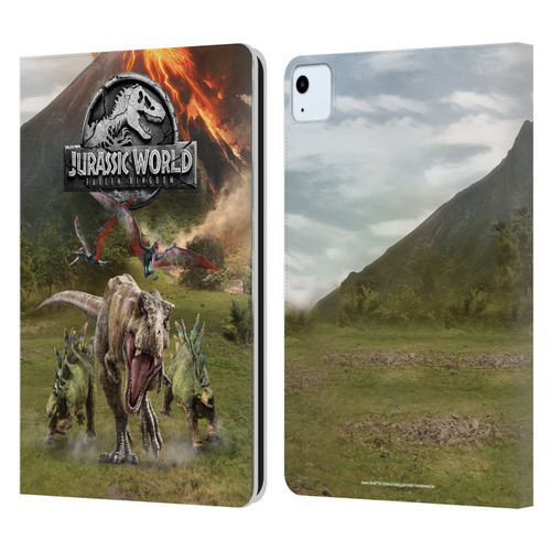 Jurassic World Fallen Kingdom Key Art Dinosaurs Escape Leather Book Wallet Case Cover For Apple iPad Air 2020 / 2022