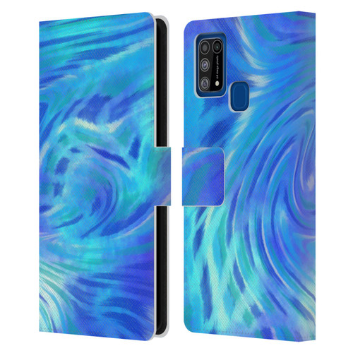 Suzan Lind Tie Dye 2 Deep Blue Leather Book Wallet Case Cover For Samsung Galaxy M31 (2020)
