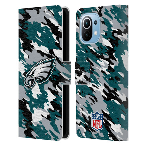 NFL Philadelphia Eagles Logo Camou Leather Book Wallet Case Cover For Xiaomi Mi 11