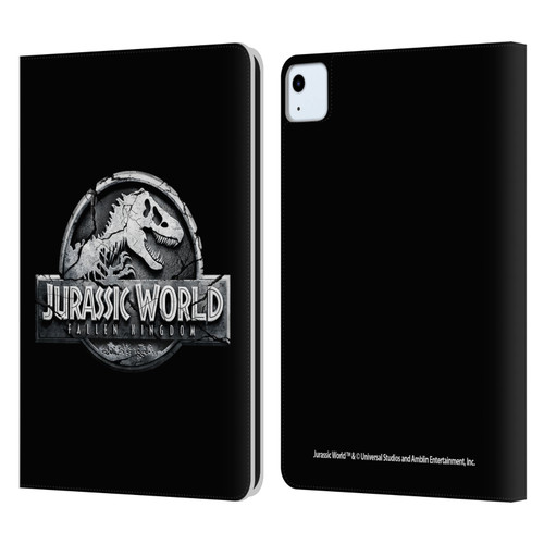 Jurassic World Fallen Kingdom Logo Plain Black Leather Book Wallet Case Cover For Apple iPad Air 11 2020/2022/2024