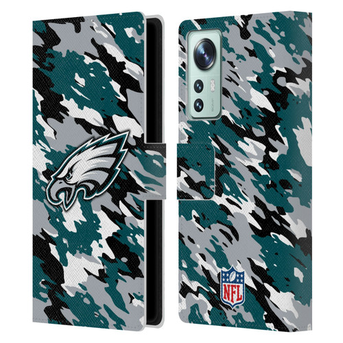 NFL Philadelphia Eagles Logo Camou Leather Book Wallet Case Cover For Xiaomi 12