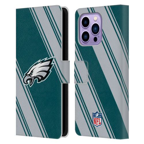 NFL Philadelphia Eagles Artwork Stripes Leather Book Wallet Case Cover For Apple iPhone 14 Pro Max