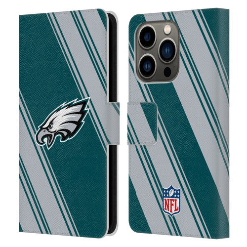 NFL Philadelphia Eagles Artwork Stripes Leather Book Wallet Case Cover For Apple iPhone 14 Pro