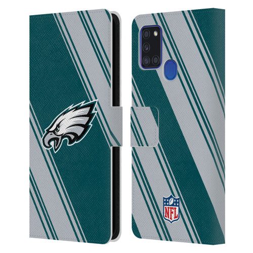 NFL Philadelphia Eagles Artwork Stripes Leather Book Wallet Case Cover For Samsung Galaxy A21s (2020)